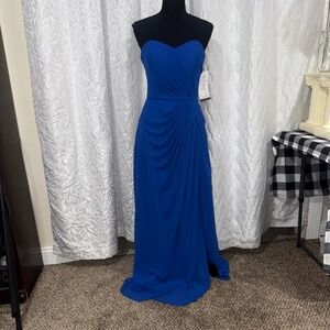 Elegant Bill Levkoff Blue Strapless Formal Gown Size 6 prom not maxi long dress
